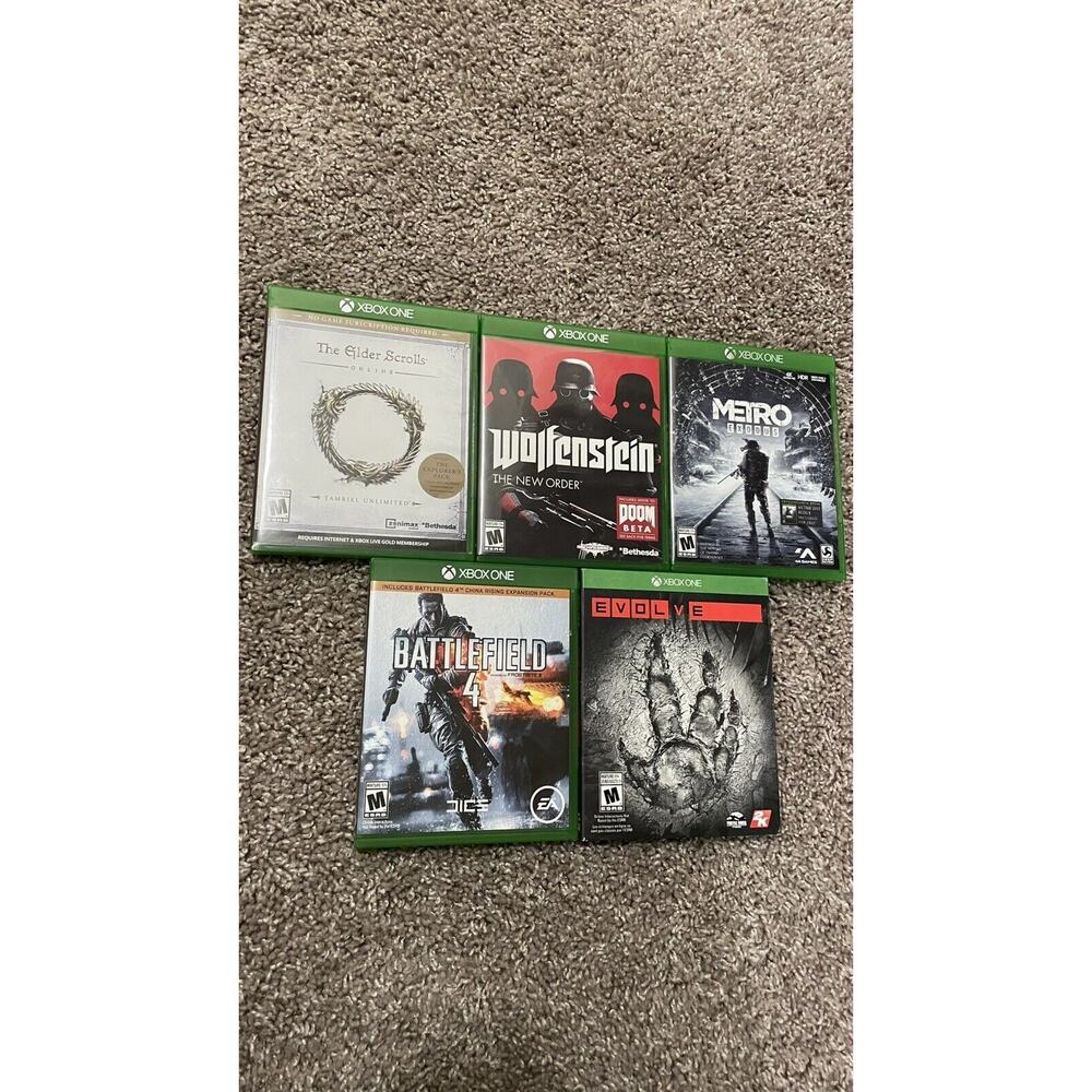Microsoft Xbox One Game Lot of 5 Preowned Complete CIB Battlefield Elder Scrolls